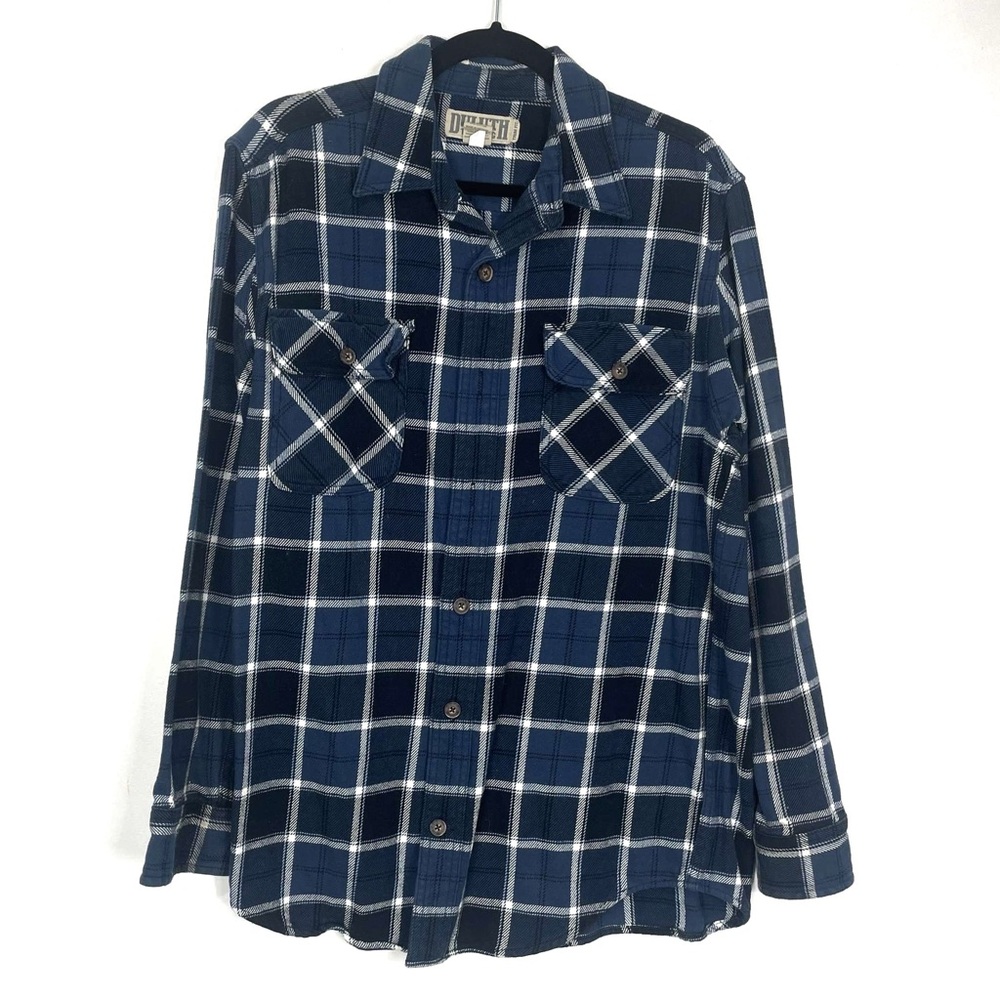 Duluth Trading Co Navy Plaid Shirt T28